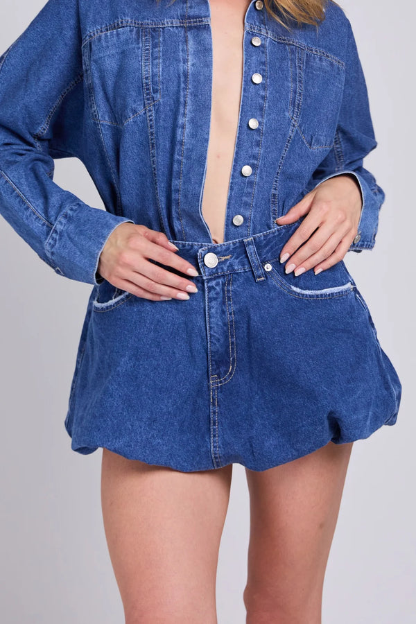 חצאית ג׳ינס בלון